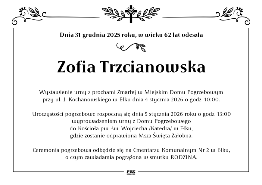 Zofia Trzcianowska - nekrolog